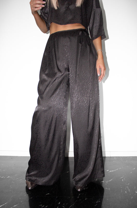 Black Zebra Satin Trousers